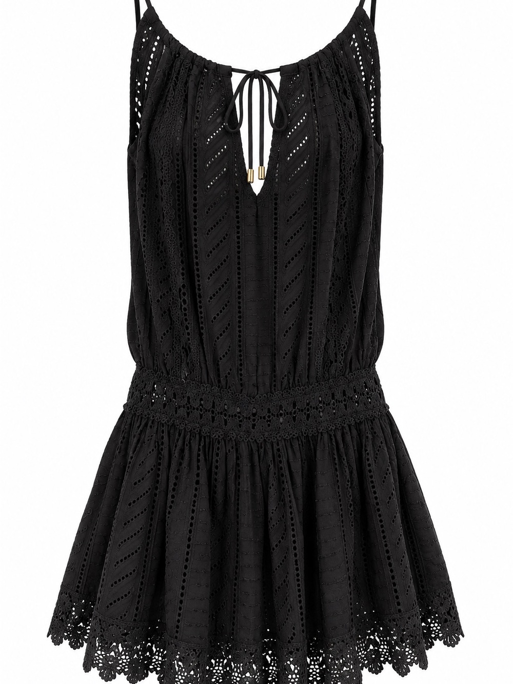 NWT Melissa Odabash Chelsea Black Eyelet Cotton Dress L